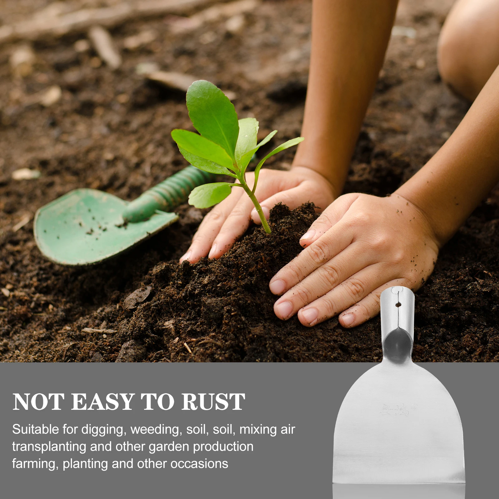 

Durable Stainless Steel Garden Shovel Handheld Transplant Trowel Soil Digging Tool for Gardening Yard Planting