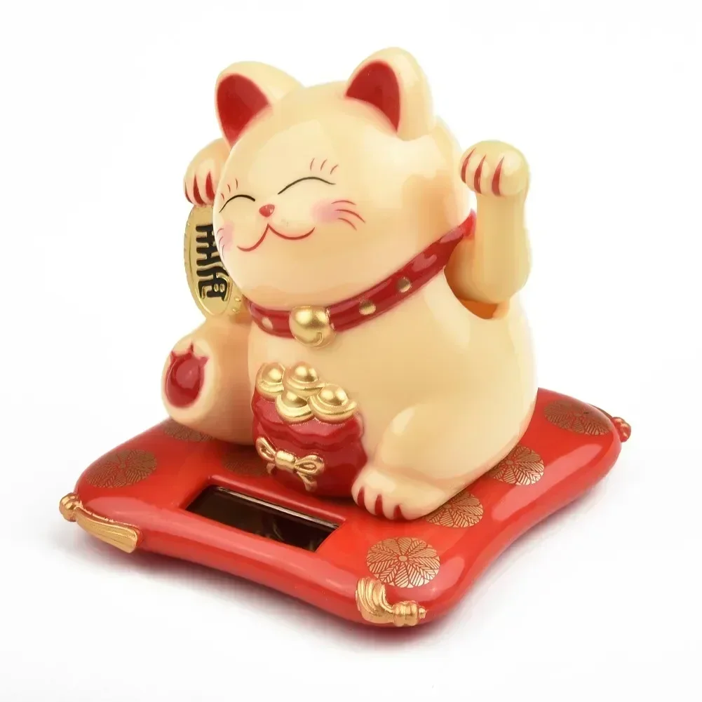 Holiday & Seasonal Décor 2.5 Japanese Solar Wave Hand Lucky Cat, Car Decorations, New Year Figurines & Miniatures Hanging  1pc