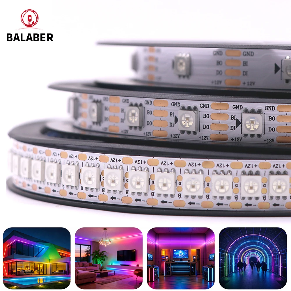 

12v Ws2815 Tira De Luzes Rgb Colorida Inteligente 1-5m 30/60/74/96/144leds/m Rgbic Endereçável Flexível Barra De Tira Led Branco