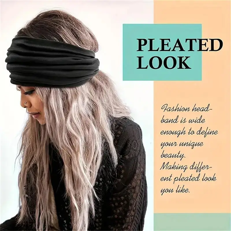 แถบคาดศีรษะกว้างสําหรับผู้หญิงหัว Wraps Boho Hairbands กีฬาโยคะ Turban ผ้าฝ้ายลื่นผ้าพันคออุปกรณ์เสริมผม