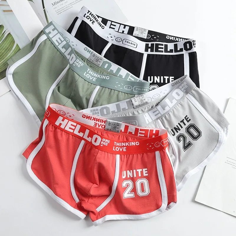 Boxer Shorts de algodão masculino, calcinha sexy, conforto esportivo, cuecas masculinas, roupa íntima masculina, lingerie convexa em U, 3pcs