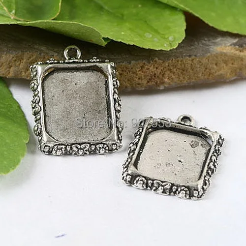 10pcs tibetan silver color butterfly pattern rectangle cabochon settings H0735