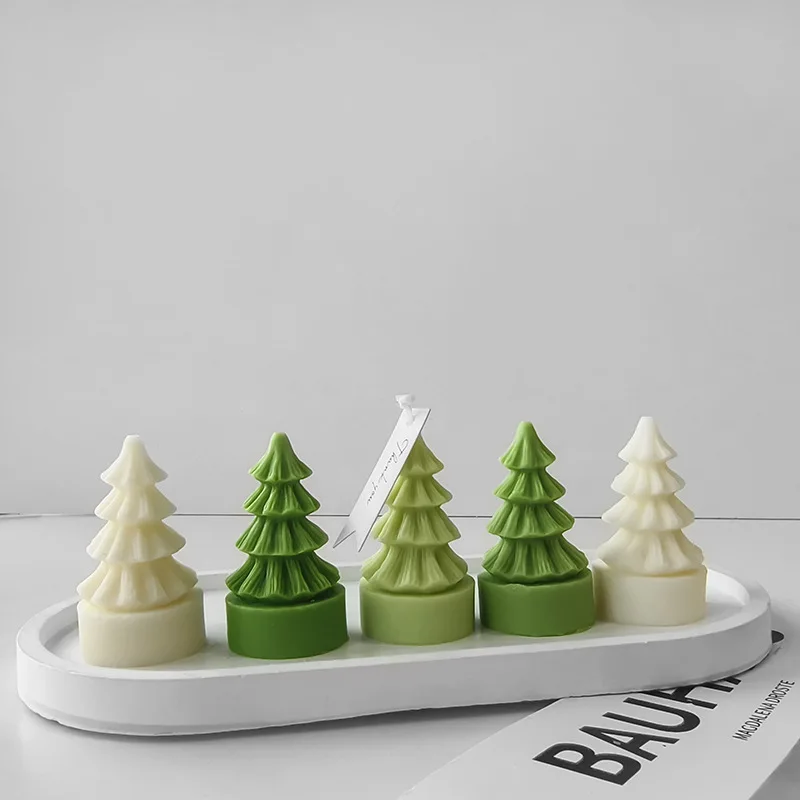 3D Christmas Tree Candle Silicone Mold Handmade Xmas Gifts Plaster Resin Ornaments Mould Soap Candle Making Supplies