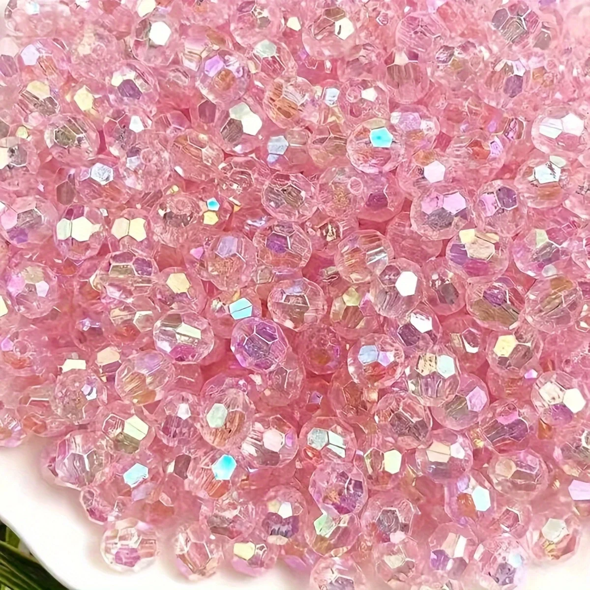 500pcs/set Pink Acrylic Round Bead Flower Beads for DIY Jewelry Accessories Beads