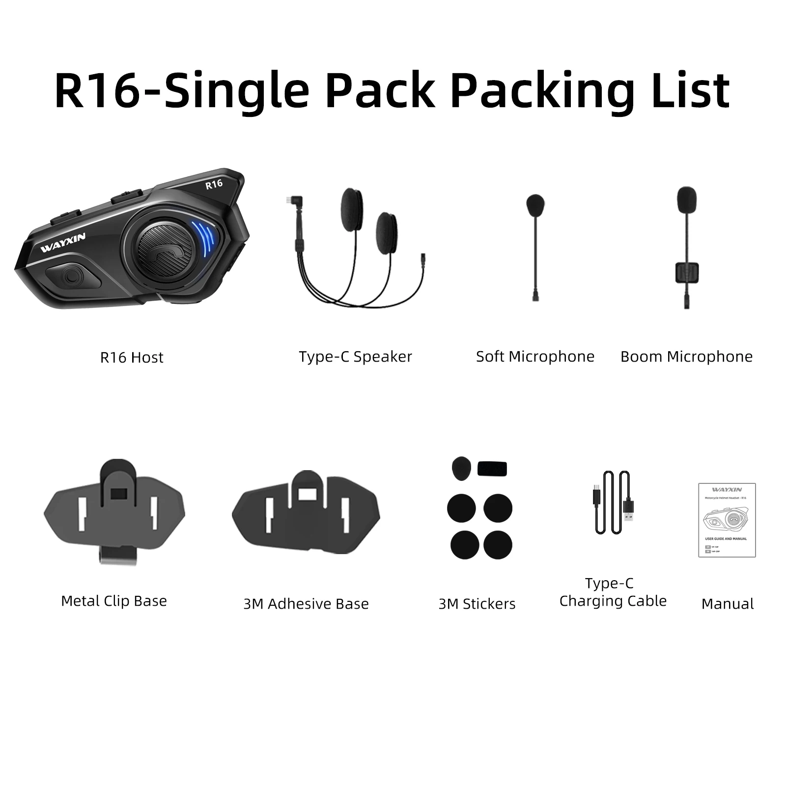 WAYXIN R16 Motor Bluetooth Helm Headset 6 Rijders Intercom Communicatiesysteem Met Multitasking Audio FM Waterdicht GPS
