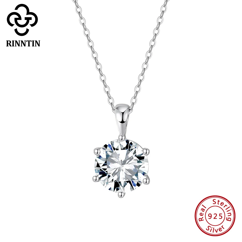 

Rinntin Minimalism Round Pendant Necklace 925 Sterling Silver Chain Necklace with 8A Premium Cubic Zirconia Present 45cm LZN23