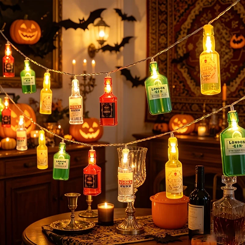 Retro Bar Aesthetic Mini Liquor Bottle LED String Lights, Warm Glow Vodka Gin Fairy Lights for Pub Counter Home Party Wall Decor