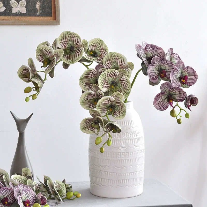 Real Touch 7/9 Heads Artificial Butterfly Orchid Wedding Floral Arrangement Material Phalaenopsis Home Table Vase Decor Props
