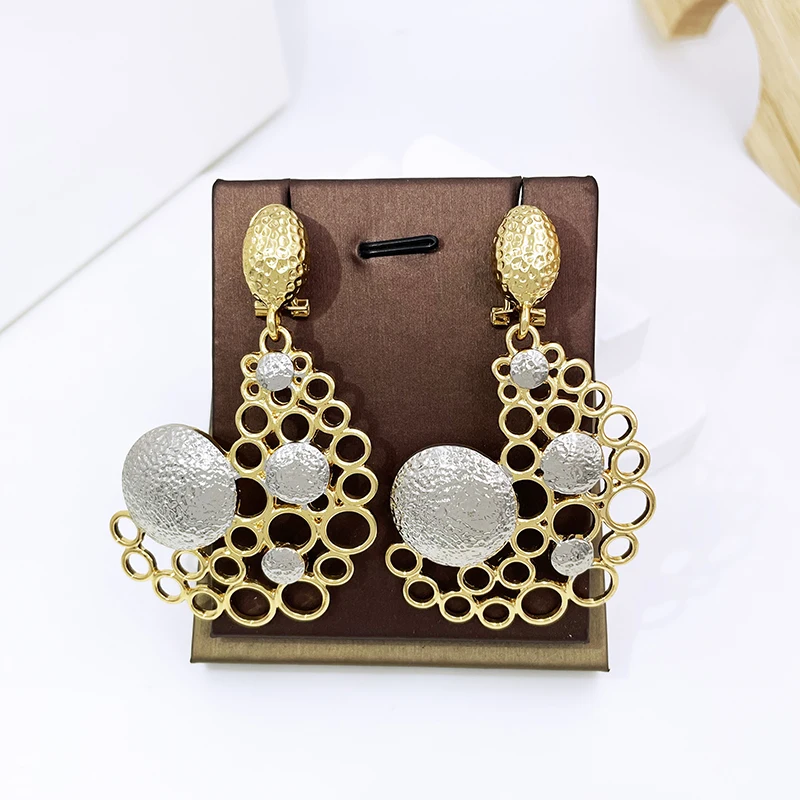 Earrings For Women Gold Color Big Drop Earrings 18K Gold Plated Fashion Jewelry Wedding Accessories Trending Free Shipping