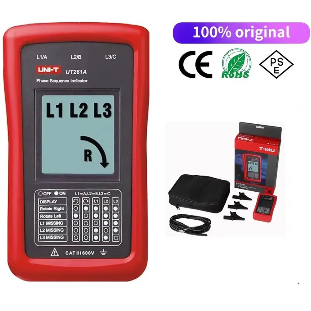 UT261A UT261B Industrial Grade Three Phase Meter for Phase Identification Phase Loss and Motor Rotation Confirmation