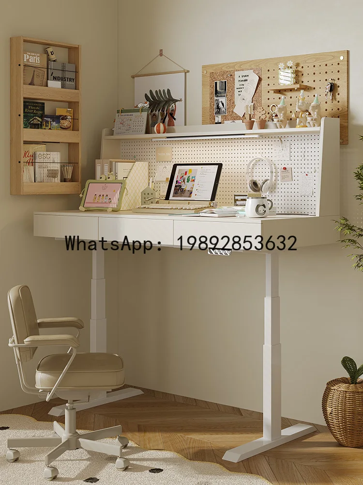 LYY Smart Electric Height Adjustable Study Desk with Drawers, Home Office Computer Desk with Pegboard Storage Rack, Workstation