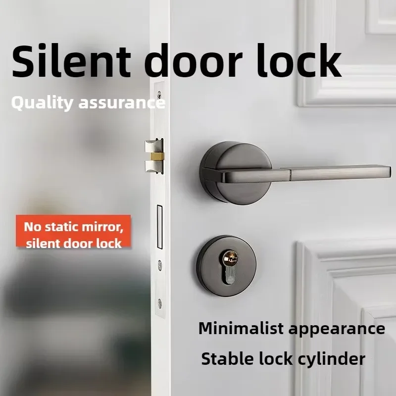 New Household Universal Door Handle Silent Door Lock Suitable for 35cm-45cm Doors Solid Handle Split Type Aluminum Alloy Door Lo