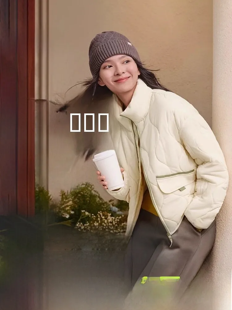 

Banana Le Women's Lightweight Cotton Jaet Warm Down-Like Fill Stand Collar Autumn Winter Coat Windproof Long Sve Zipper