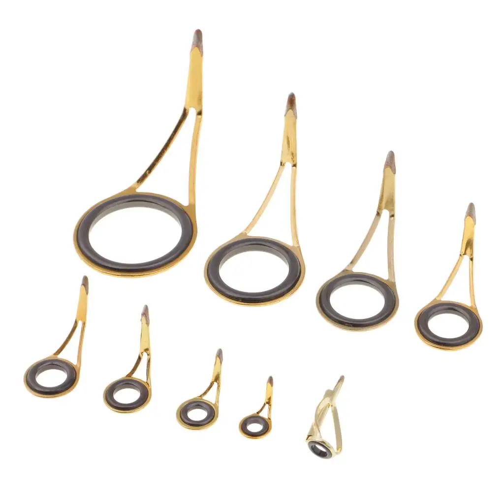 Multi Size Fishing Rod Guide Top Tip Repair Kit Gold Ceramic Line Ring Set for Rod Accessories Building