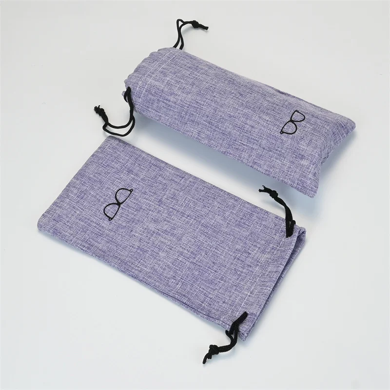 5/10/20 قطعة رمادي المحمولة كيس قماش الكتان لحقيبة النظارات الشمسية متعددة الوظائف النظارات البصرية النظارات الحبل أكياس القماش #4