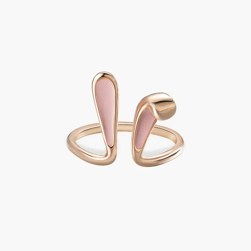 Fashion Cute Pink Rabbit Open Rings For Women Lovely Animal Bunny Ears Opening Finger Cuff Girls Jewelry Gifts Anillo