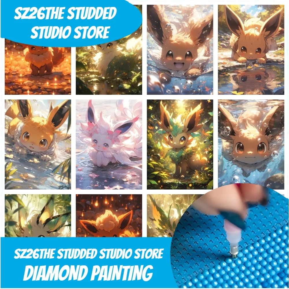 Kits de Pintura de Diamantes Redondos con Tachuelas Sz26, 5D DIY, Anime Pikachu Pokemon, Bordado, Joyería, Arte, Regalo para Niños, Punto de Cruz para el Hogar