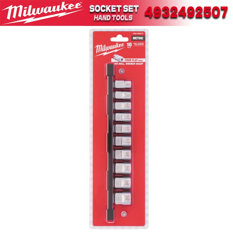 Milwaukee 10-teiliges metrisches 3/8-Zoll-Steckschlüssel-Set, verchromt, Schlagschrauber-Reparaturwerkzeug-Zubehör 4932492507/48-22-9503 – Detail 1