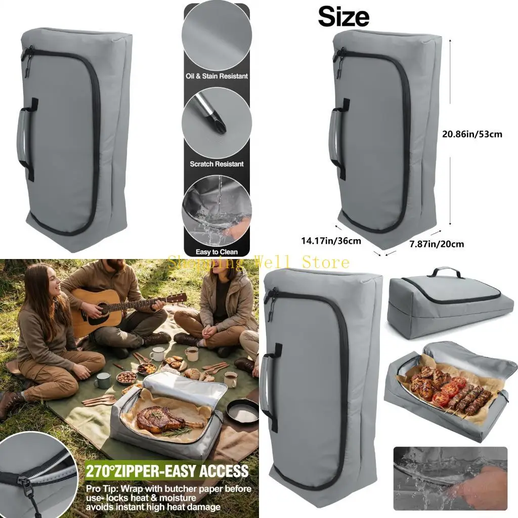 KX4B BBQ Blanket Resting Cover Smoker Accessories With 270° Top Opening Design Insulated Bag for Brisket Turkey Pork