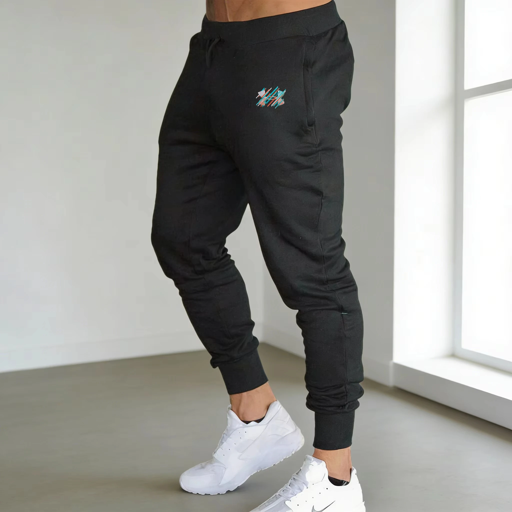 

Men's Running pants Blue Mosaic print baggy pants neutral breathable baggy outdoor pants fashion design jogging pants sweatpants