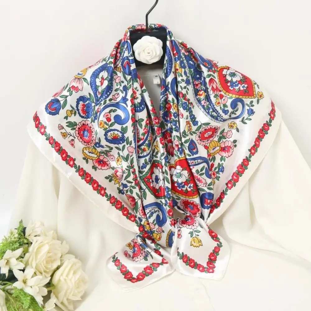 موضة 90*90 سنتيمتر الساتان وشاح مربع تقليد الحرير الفاخرة شال التفاف الكاجو المطبوعة باندانا وشاح الإكسسوارات