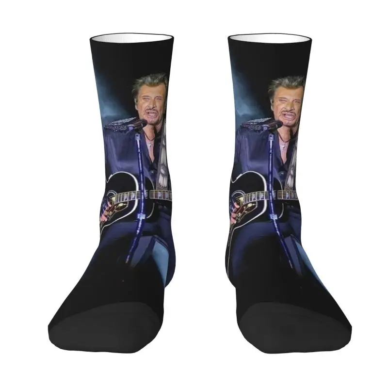 

Funny Printing French Rock Singer Johnny Hallyday Socks for Men Women Stretchy Summer Autumn Winter Crew Socks