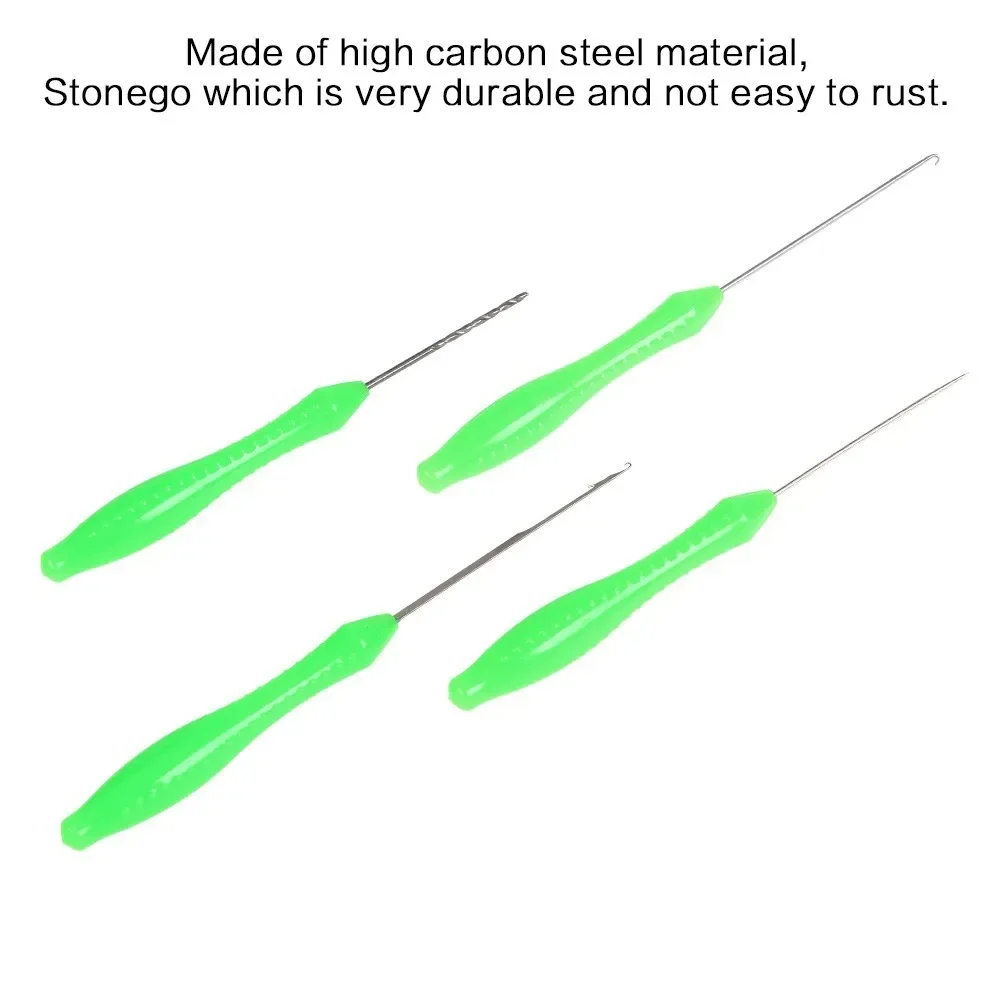 Fishing Rigs Bait Needle Set 4PCS Anti Slip Handle Hook Drill Stringer Baiting Rig Tool Kit for Anglers Fishing Accessories