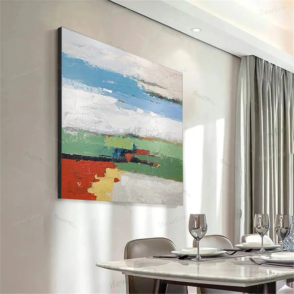 100% hand-painted abstract oil painting light color marbled canvas paints wall art modern for home living room decor sofa mural