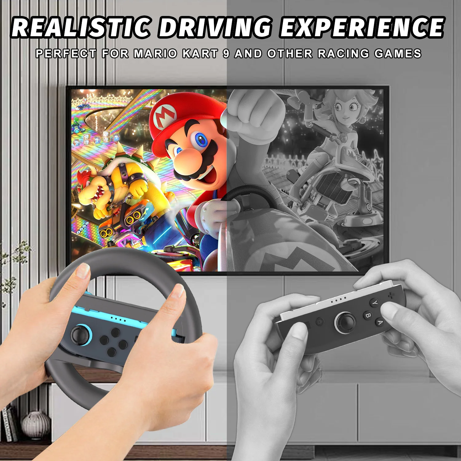 RGEEK 2 قطعة عجلة القيادة لنينتندو سويتش 2 Joy Con تحكم Joycon 2 عجلة سباق قبضة اليد لماريو كارت 8 ديلوكس
