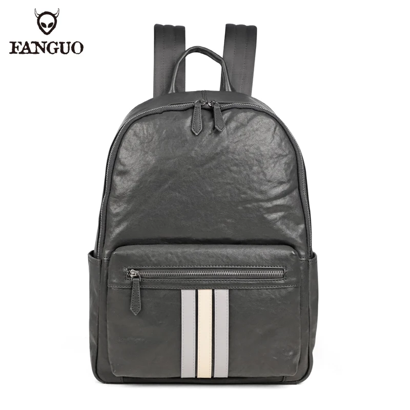 Business Genuine Leather Men's Backpack High Quality Large Capacity Computer Backpack Double Shoulder Bag Travel Male Bag