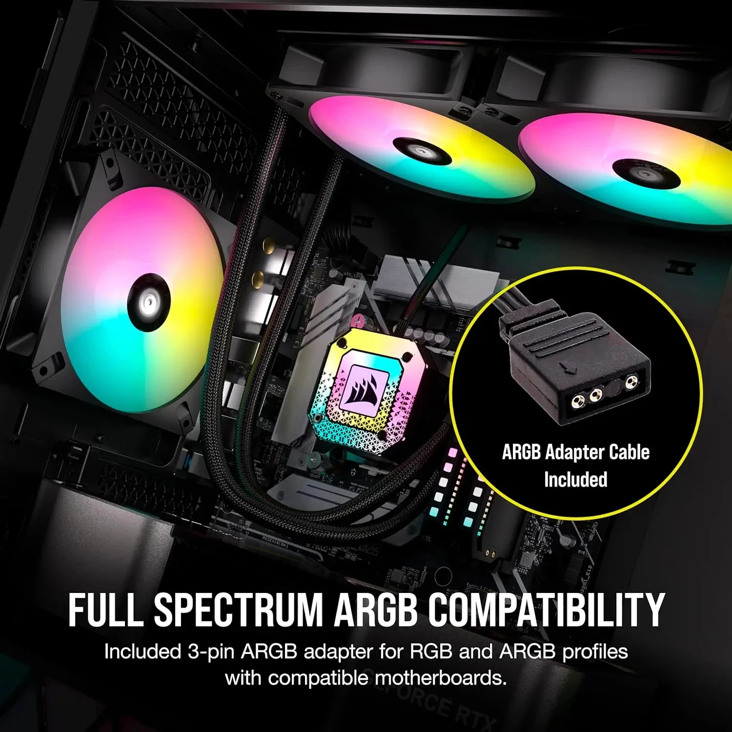 CORSAIR iCUE AR120 RGB Digital 120mm ARGB Compatible Fans Triple Fan Kit Black/White