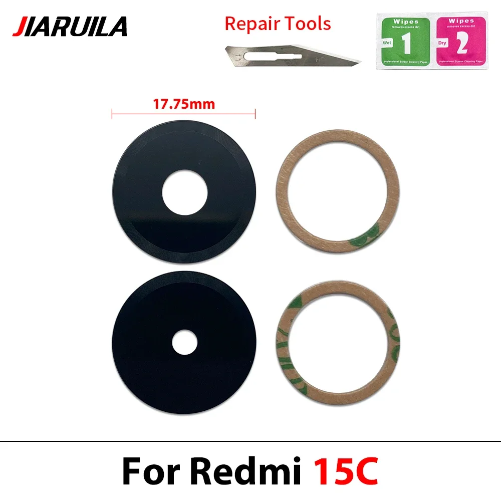 New Rear Back Camera Glass Lens For Xiaomi Redmi 12 12C 13 13C 14C 15 15C 4G 5G Camera Glass With Glue Adhesive
