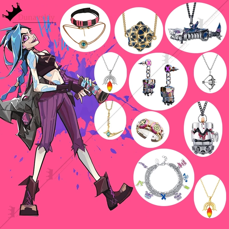 Arcane Jinx Cospaly Costumes Necklace Anime Game Arcane Season 2 Role-playing Jewerly Anime Party Same Style Wearing Chain Gift