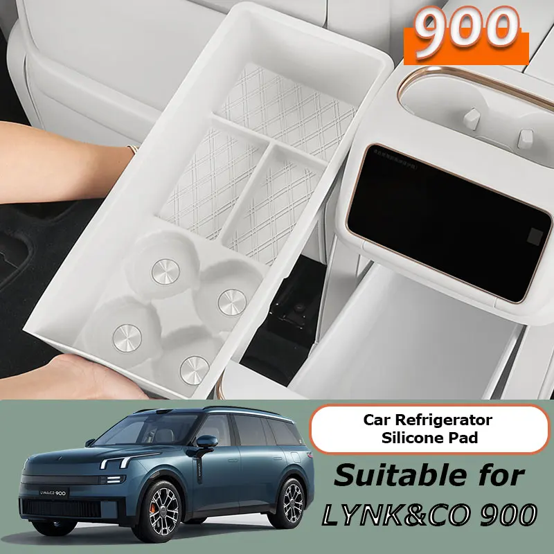

Для Lynk & Co 900, автомобильный холодильник, силиконовый коврик, водонепроницаемый противоскользящий органайзер, внутренний защитный коврик, ящик для хранения в холодильнике, аксессуары