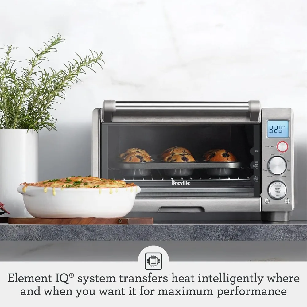 the Compact Smart Oven Countertop Toaster Oven, Brushed Stainless Steel