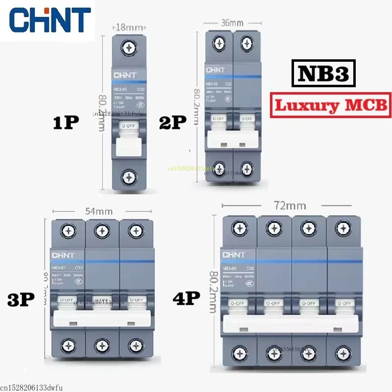 CHINT NB3 1P 2P 3P 4P AC 230/400V Circuit Breaker DIN Rail Mounting Miniature Household Luxury Beautiful MCB Air Switch NXB C60