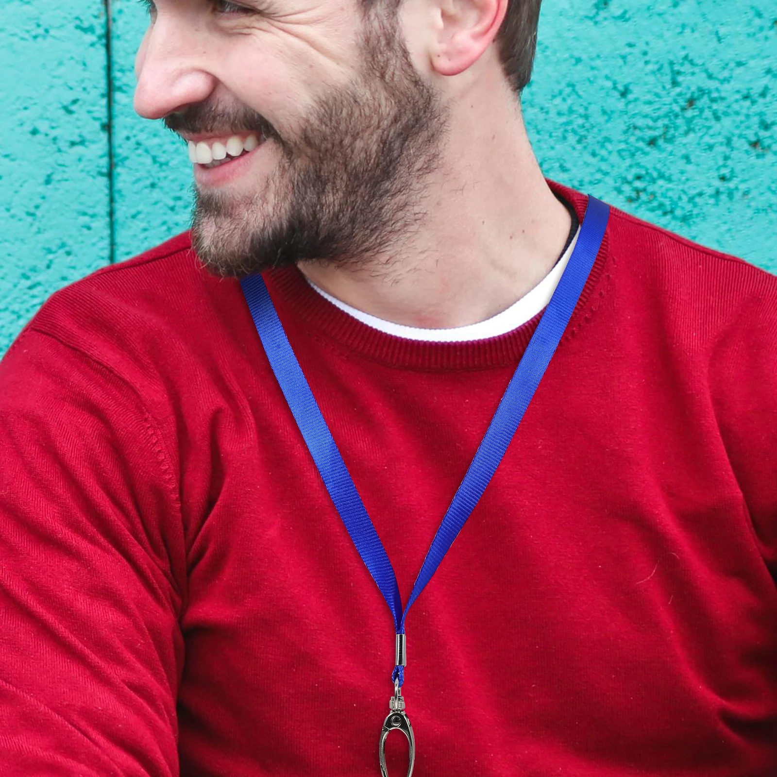 

50pcs Metal Clip Polyester Lanyards ID Badge Holders Blue Camera Office Travel Outdoor Multi Function Hanging Ropes