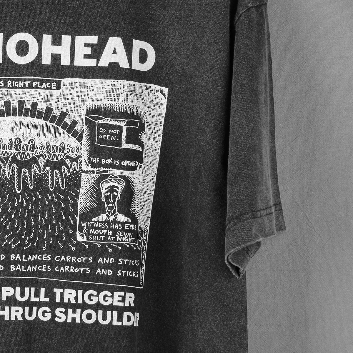 Radiohead T-Shirt Everything in its right place Alternative Rock Band Cotton Washed Long Short Sleeves Men's Top Clothing Shirt