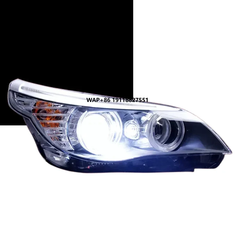For  E60 5 Series Headlights 2003-2010 520i 523i 525i 530i LED Angel Eyes Headlamps Assembly with DRL Switchback Turn Signal