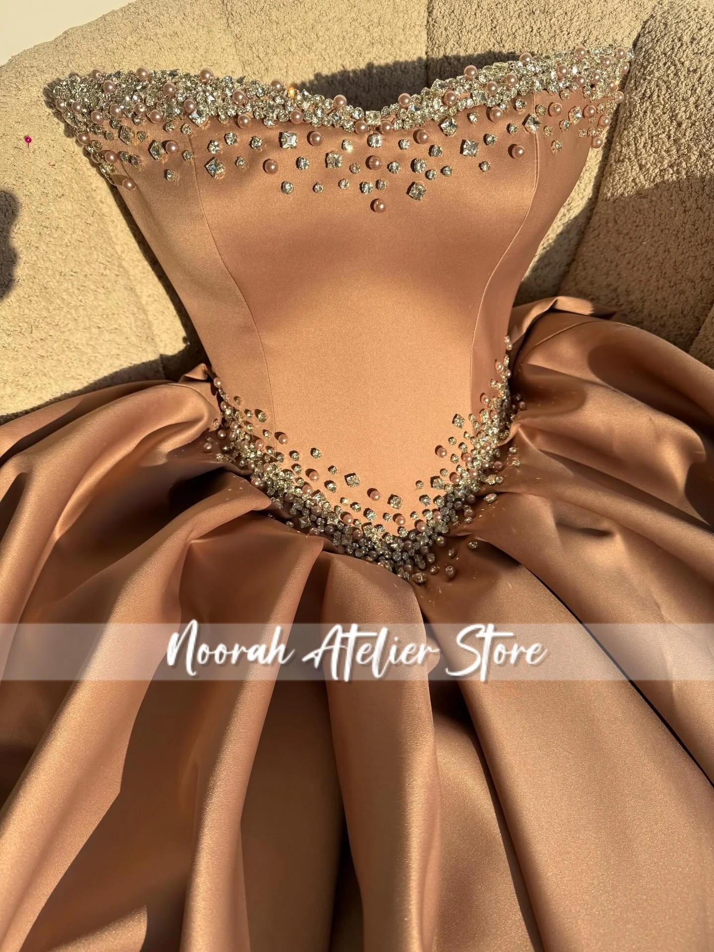 Customized Trendy Pleating Prom Dresses Strapless Rhinestones Beadings Pearls Dubai Vestidos De Formatura Plus Kuwait Customized