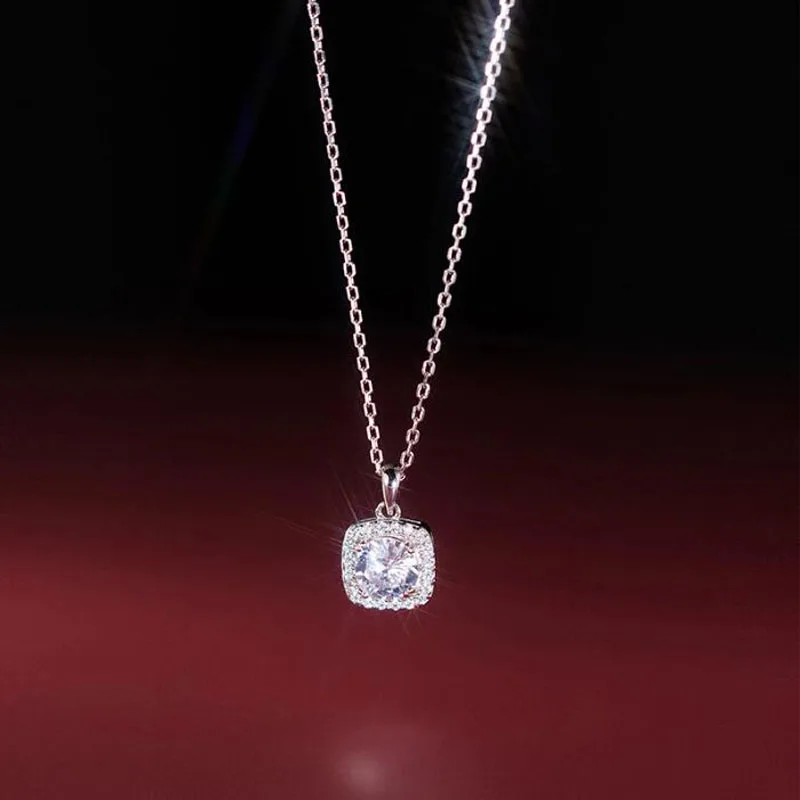 D VVS1 Moissanite Pandent Necklace for Women Sparkling Wedding Jewelry with GRA 925 Sterling Sliver Plated 18k Necklace