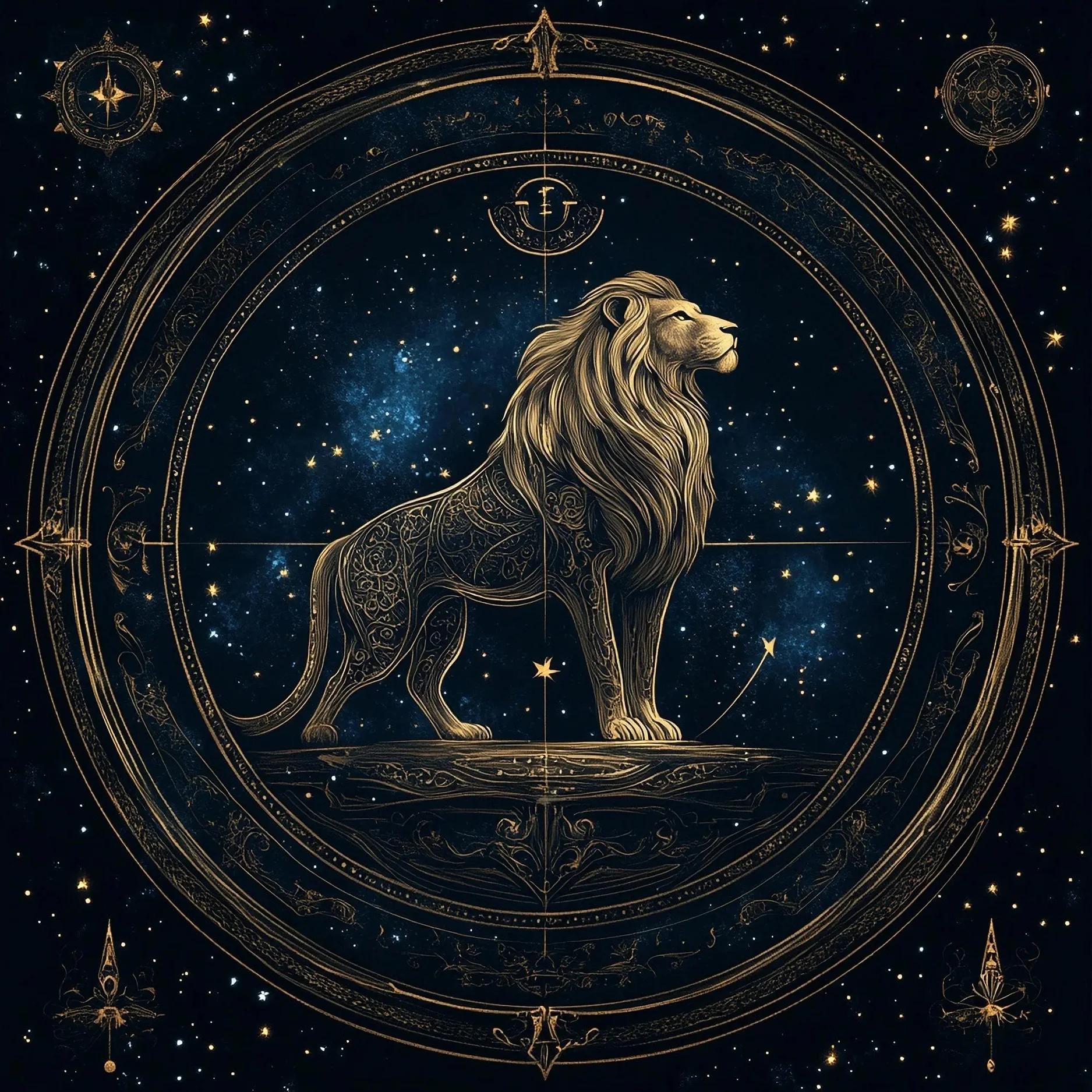 50/75/110/137cm Leo Zodiac Tarot Altar Cloth Golden Lion Astrology Divination Mat Boho Witchy Tablecloth Flat Print Mat