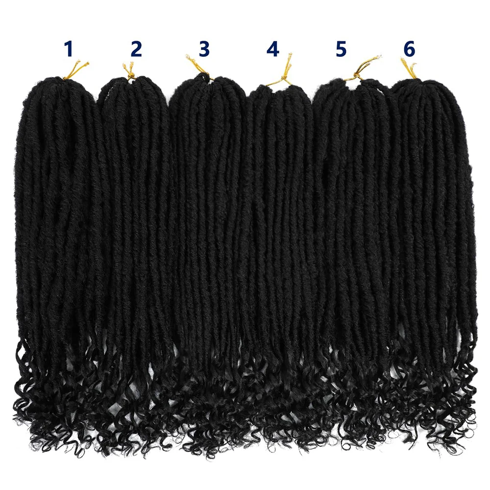 6Packs Goddess Locs Gehaakt Haar 18 Inch Recht Faux Locs Gehaakt Haar voor Vrouwen, Synthetisch Gehaakt Voorgelust Krullend Haar