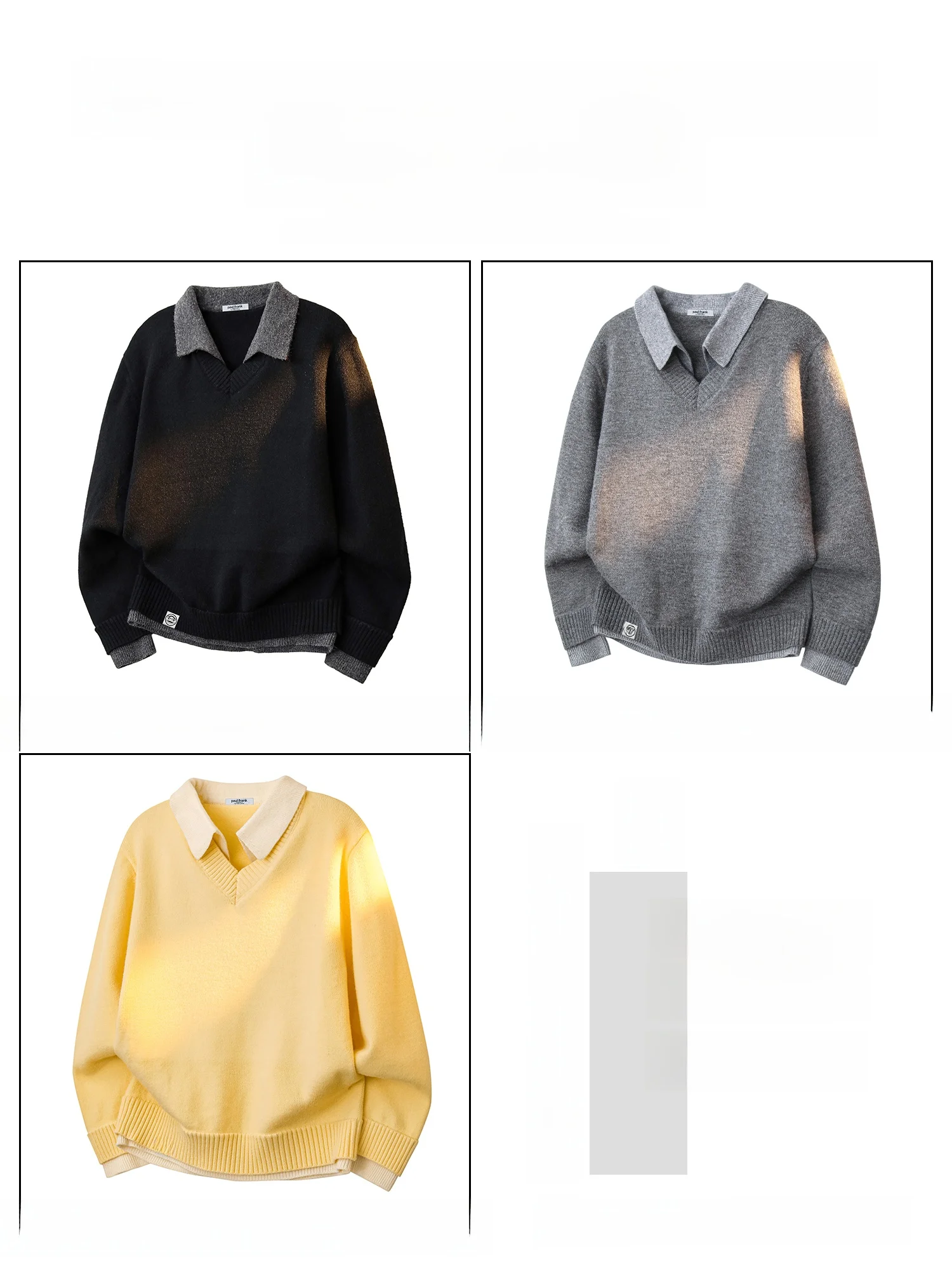 PaulFrank Loose Fit V-Ne Knitwear Men's Casual Sle Spring Season Big Mouth Monkey Retro Money Look Fake Two-Piece  irt