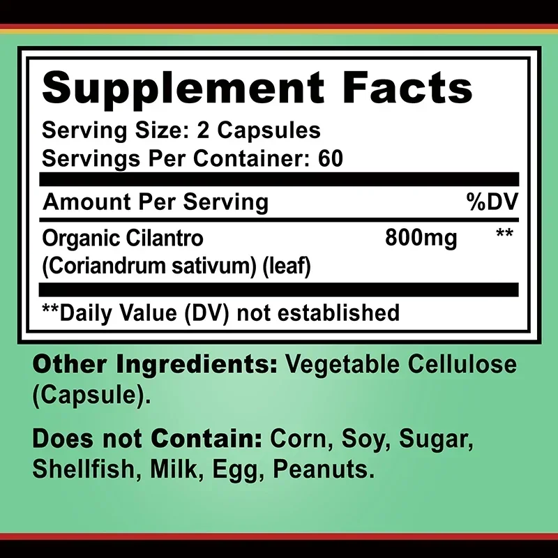 Cilantro Supplement - Antioxidant, Promotes Digestive Health, Natural Detoxification and Cleansing, Boosts Immune Function