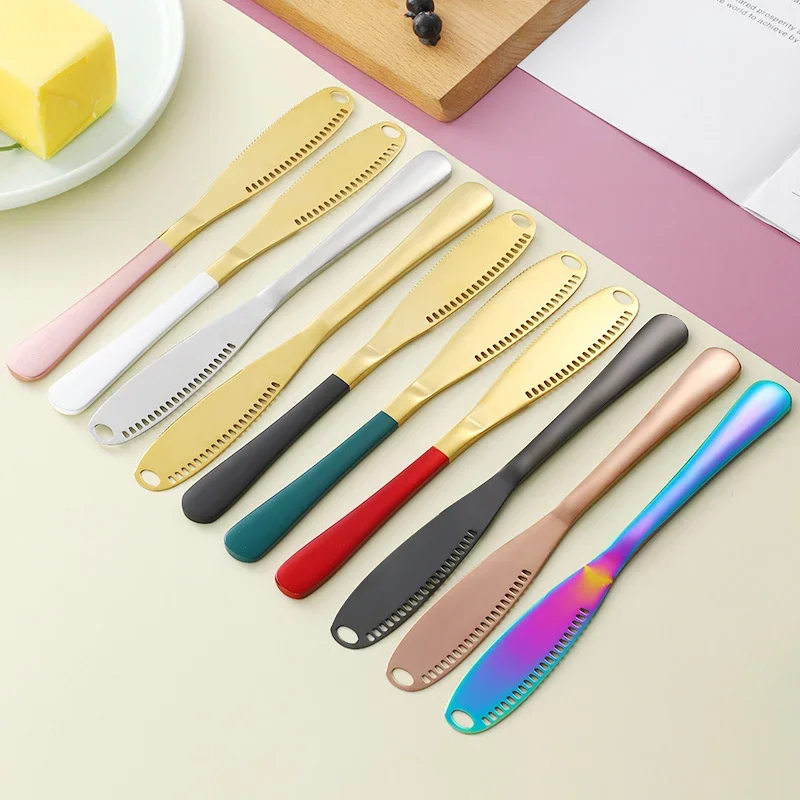 Hot selling stainless steel butter knife butter knife bread jam spatula cheese knife with hole