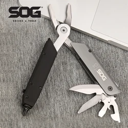 SOG 10 in 1 BATON Q4 Multitool Folding Pliers Mini Knives Screwdriver Set with 12 Bits Lightweight EDC Pocket Clip Hand tools