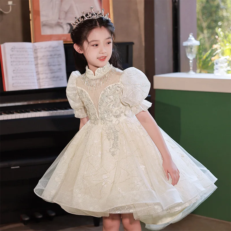 

Girls' dress light luxury niche high-end flower girl wedding ten-year-old little girl birthday party evening dress