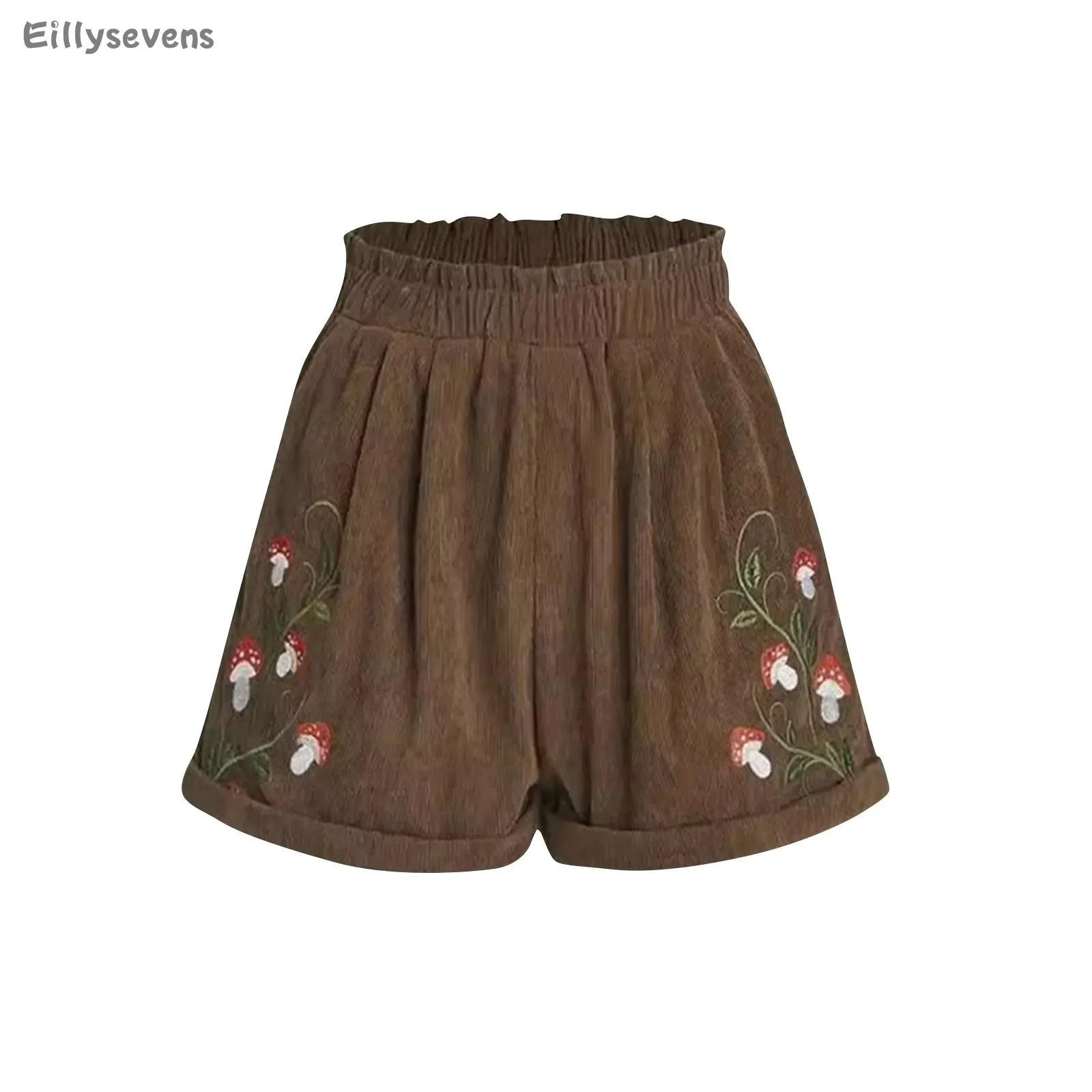 shorts for women New Chinese style fashion shorts Summer Corduroy Embroidered Elastic Waist Casual Short pants pantalones cortos