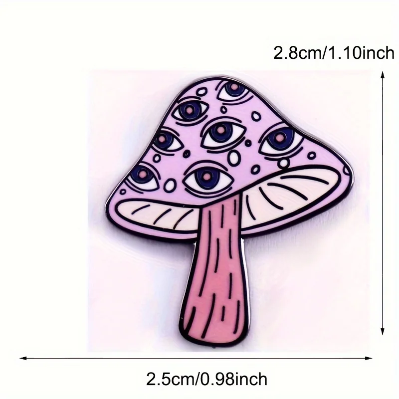 دبوس بروش عيون الفطر الأنيق - إكسسوار أزياء من خليط معدني عتيق لحقائب الظهر والملابس